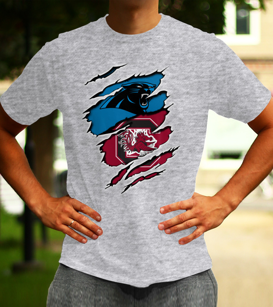 Panthers Gamecocks Clawmarks Logo Fusion T-Shirt