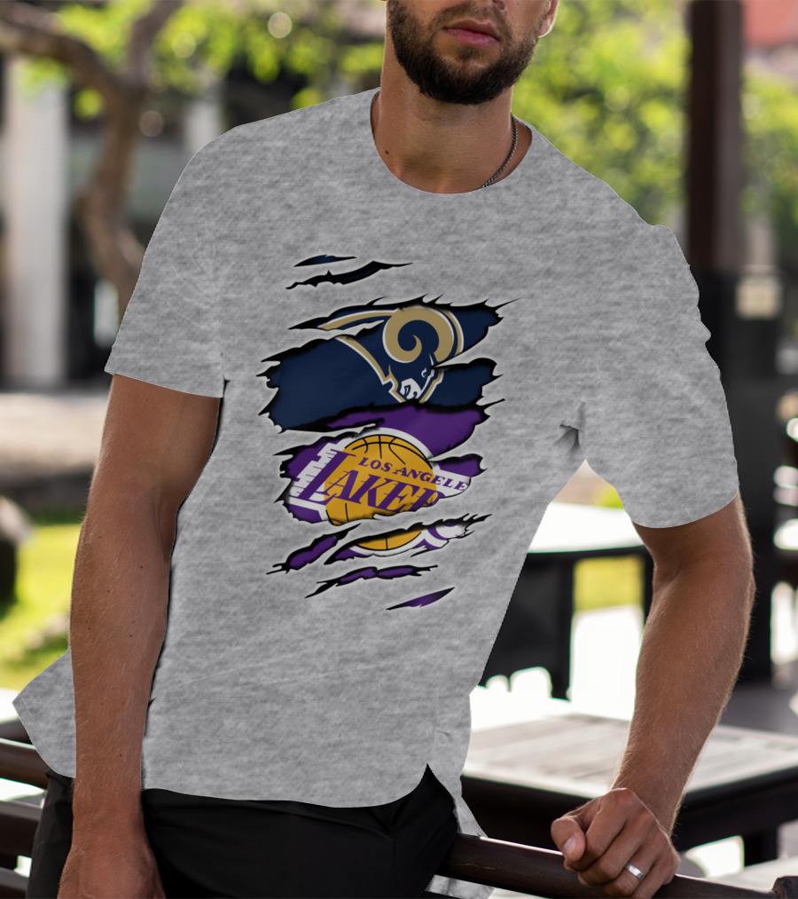 Los Angeles Rams Lakers Dual Logo Collaboration T-Shirt