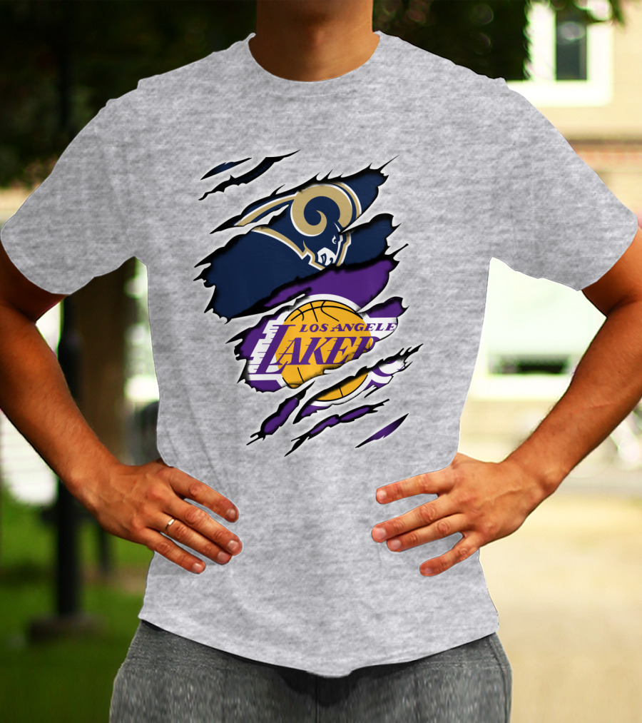 Los Angeles Rams Lakers Dual Logo Collaboration T-Shirt
