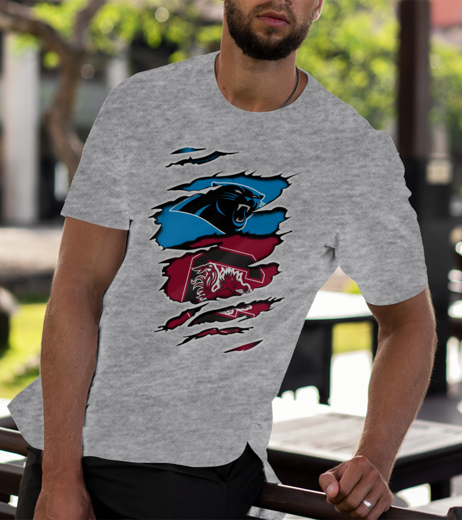 Panthers Gamecocks Team Spirit Claw Marks Logo Fusion T-Shirt