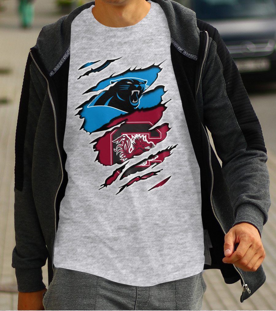 Panthers Gamecocks Team Spirit Claw Marks Logo Fusion T-Shirt