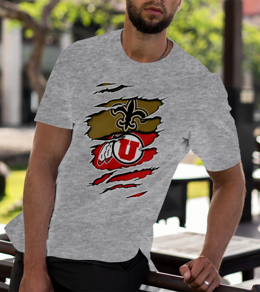 New Orleans Saints Utah Utes Torn Claw T-Shirt