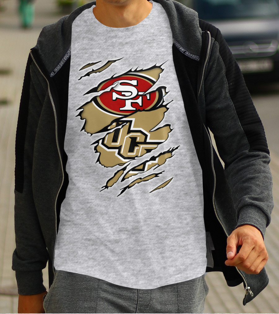 San Francisco 49ers And UCF Knights Torn T-Shirt