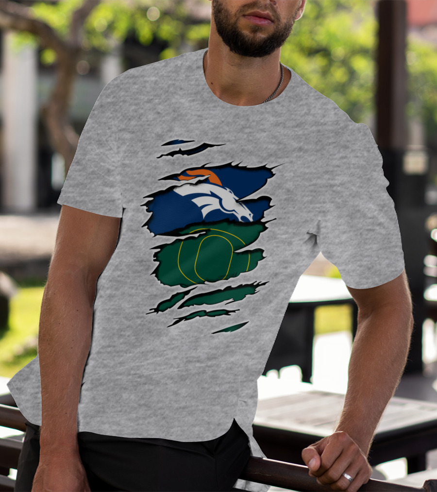 Broncos Ducks Layered Tear Concept T-Shirt