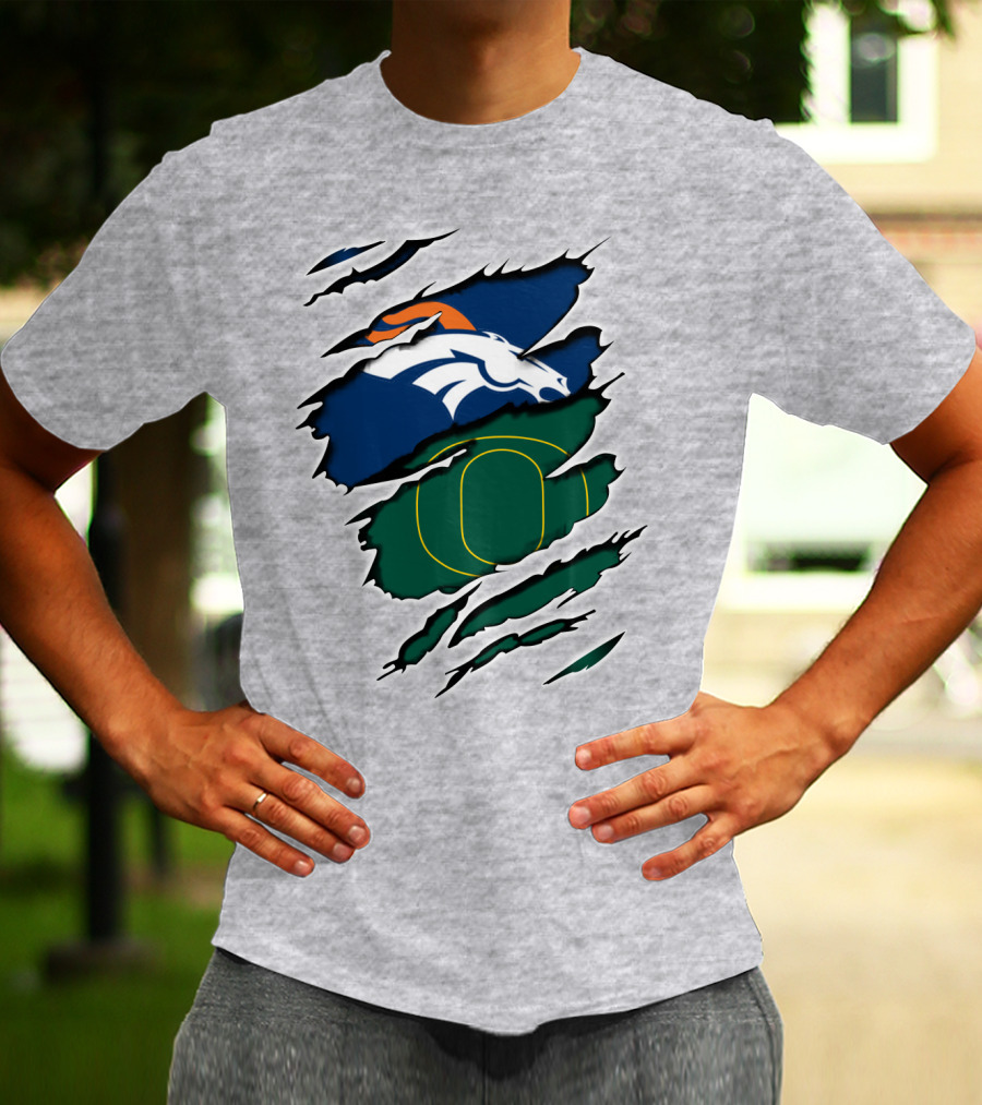 Broncos Ducks Layered Tear Concept T-Shirt