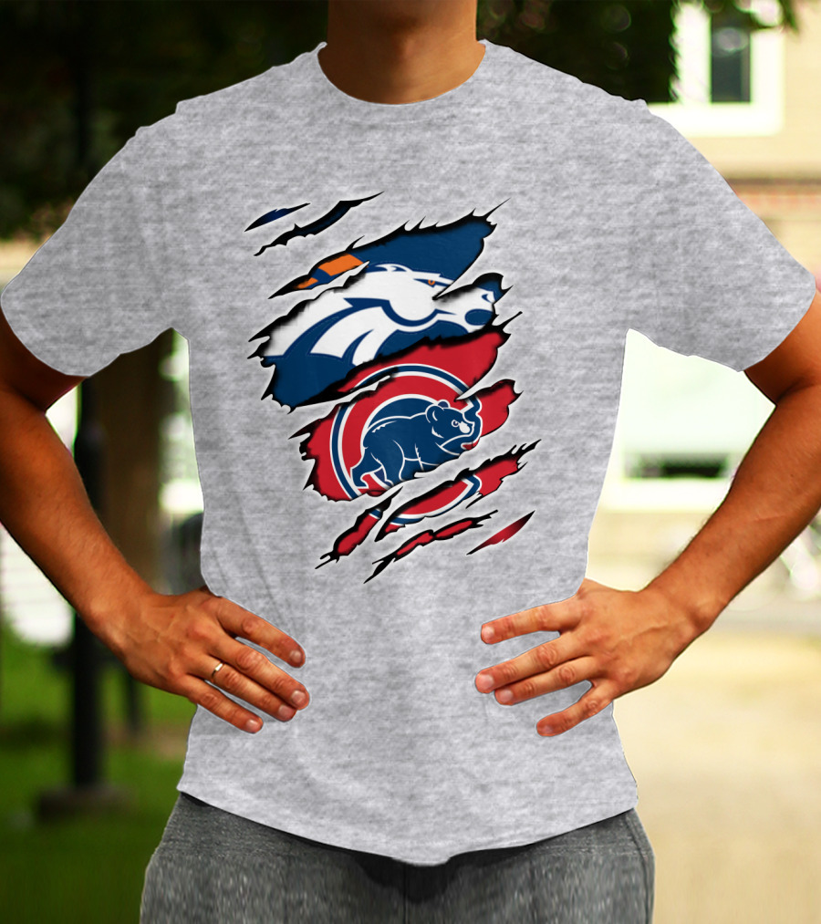 Broncos Cubs Scratching Logos Fusion T-Shirt