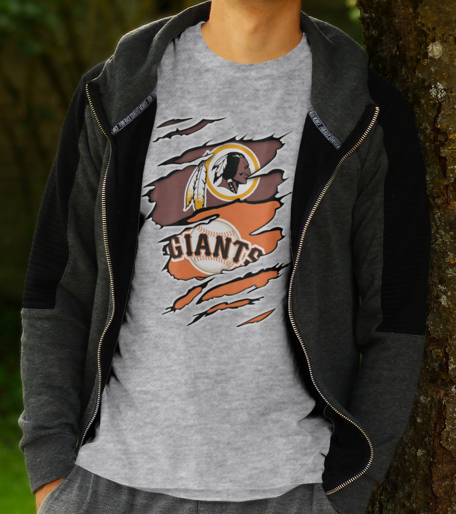Redskins Giants Logo Mashup Baseball And Football Fan Clash T-Shirt