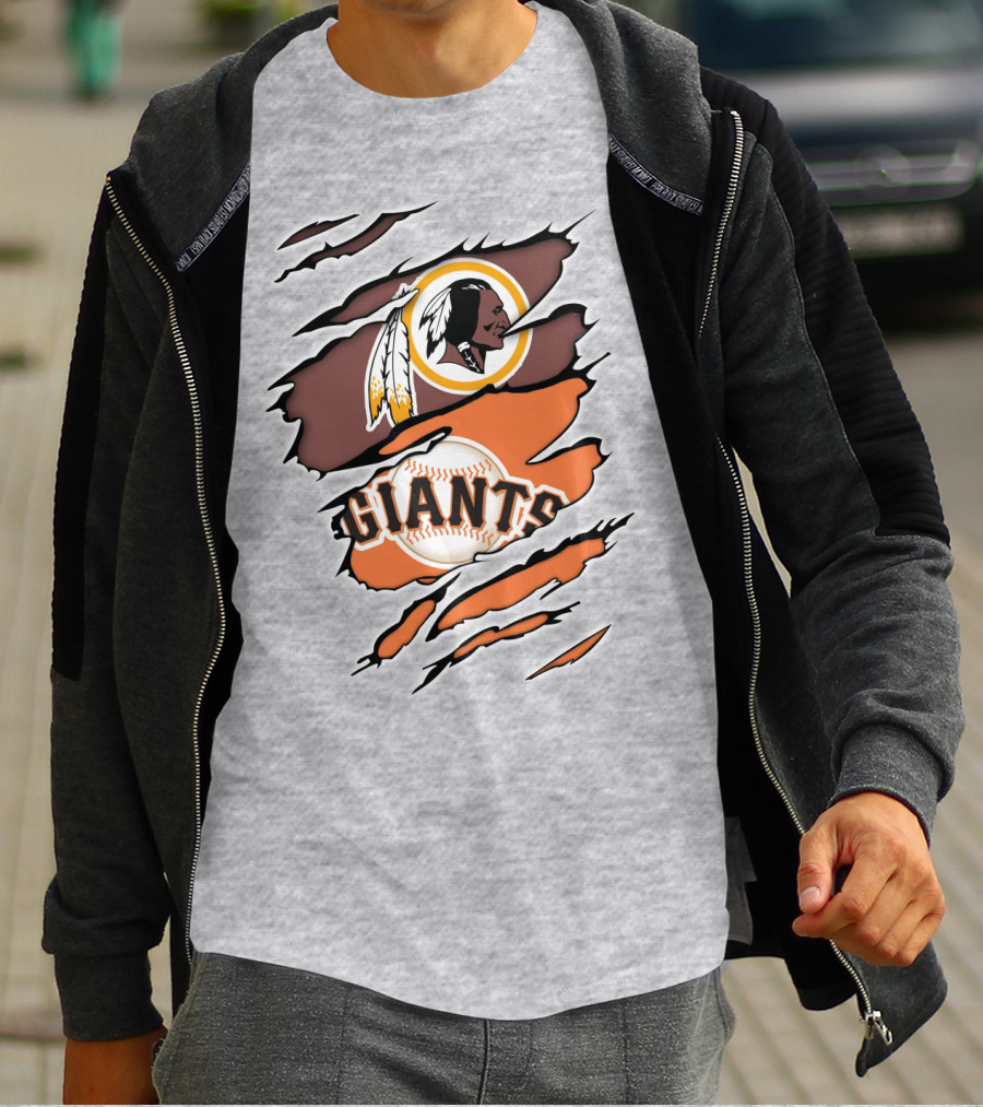 Redskins Giants Logo Mashup Baseball And Football Fan Clash T-Shirt