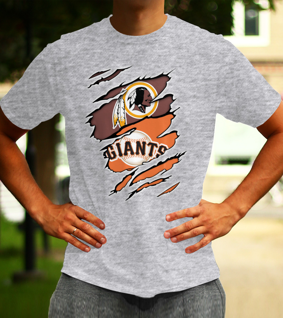 Redskins Giants Logo Mashup Baseball And Football Fan Clash T-Shirt