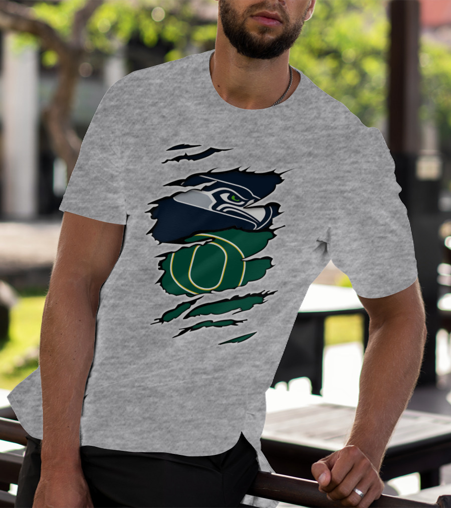 Seahawks Ducks Logo Fusion Featuring Claw Marks T-Shirt