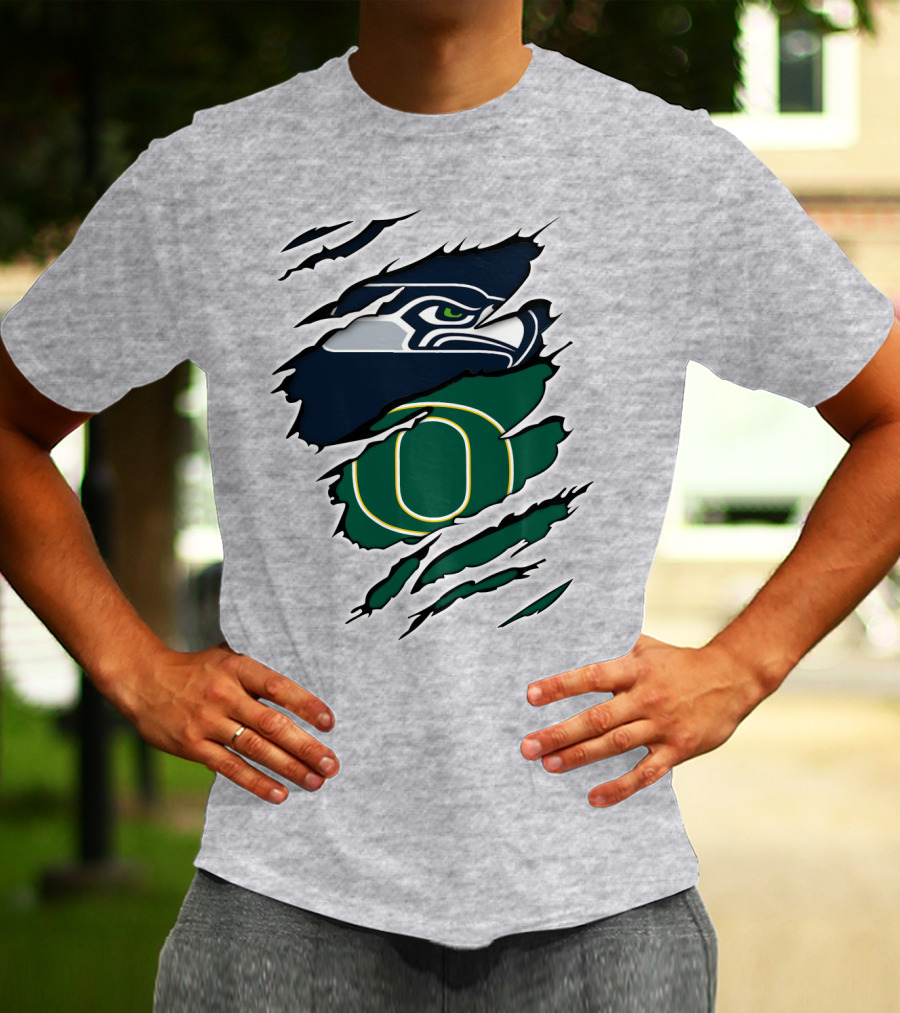 Seahawks Ducks Logo Fusion Featuring Claw Marks T-Shirt