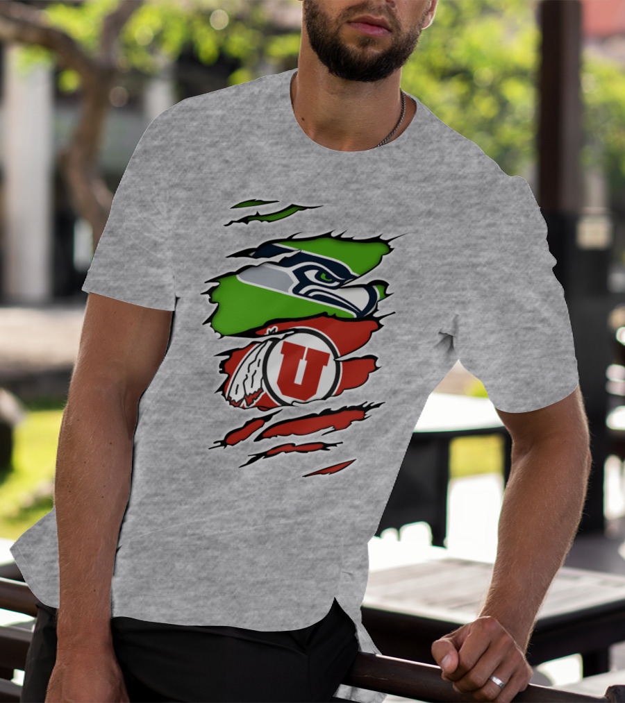 Seahawks Utes Claw Slash Emblem Blend T-Shirt