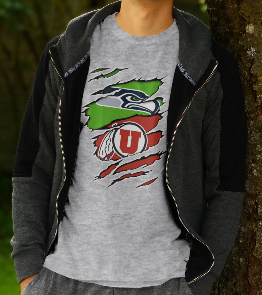Seahawks Utes Claw Slash Emblem Blend T-Shirt