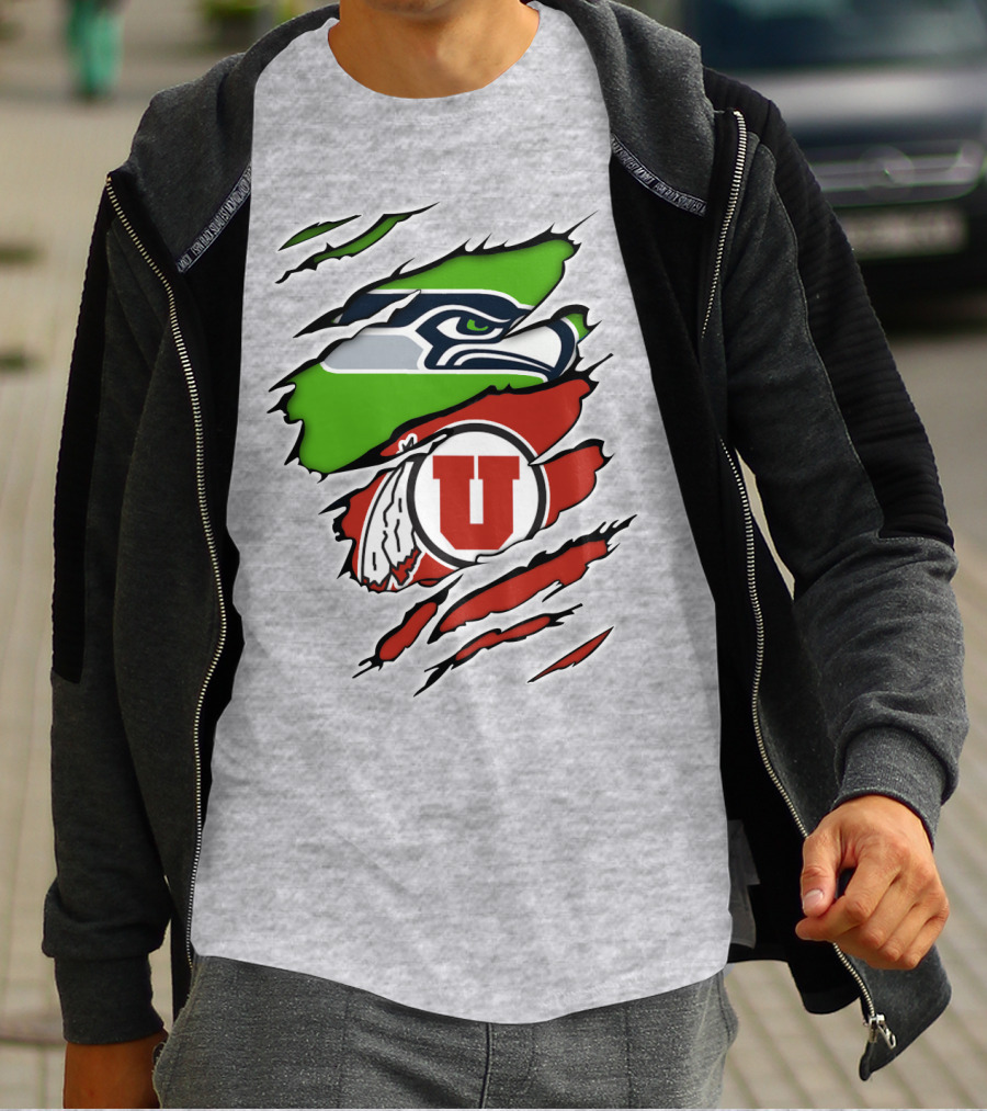 Seahawks Utes Claw Slash Emblem Blend T-Shirt