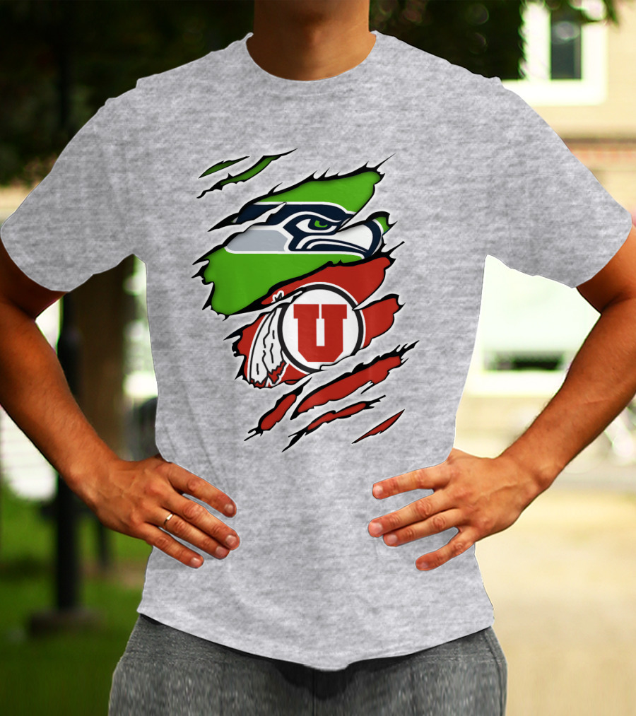 Seahawks Utes Claw Slash Emblem Blend T-Shirt