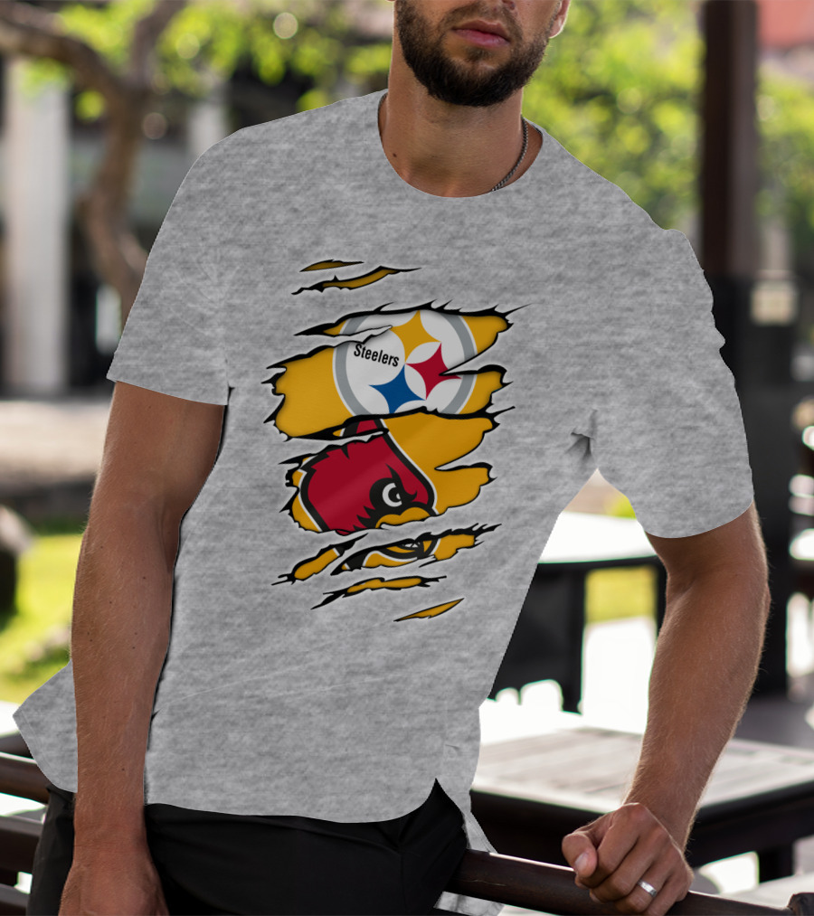 Steelers Louisville Cardinals Fan Crossover T-Shirt