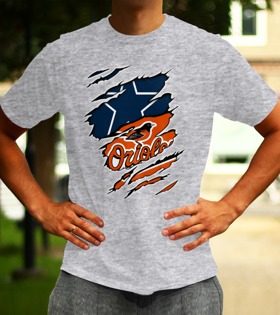 Cowboys Star Orioles Bird Logos Layered T-Shirt