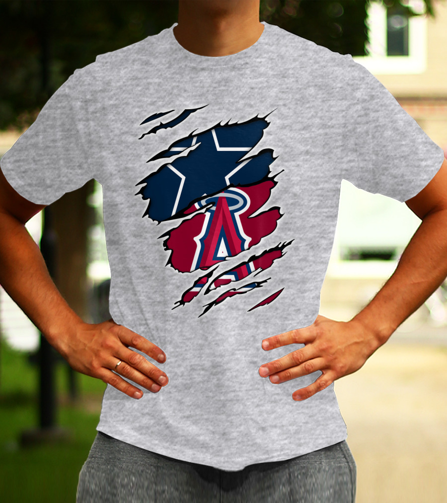 Cowboys Angels Logos Torn T-Shirt