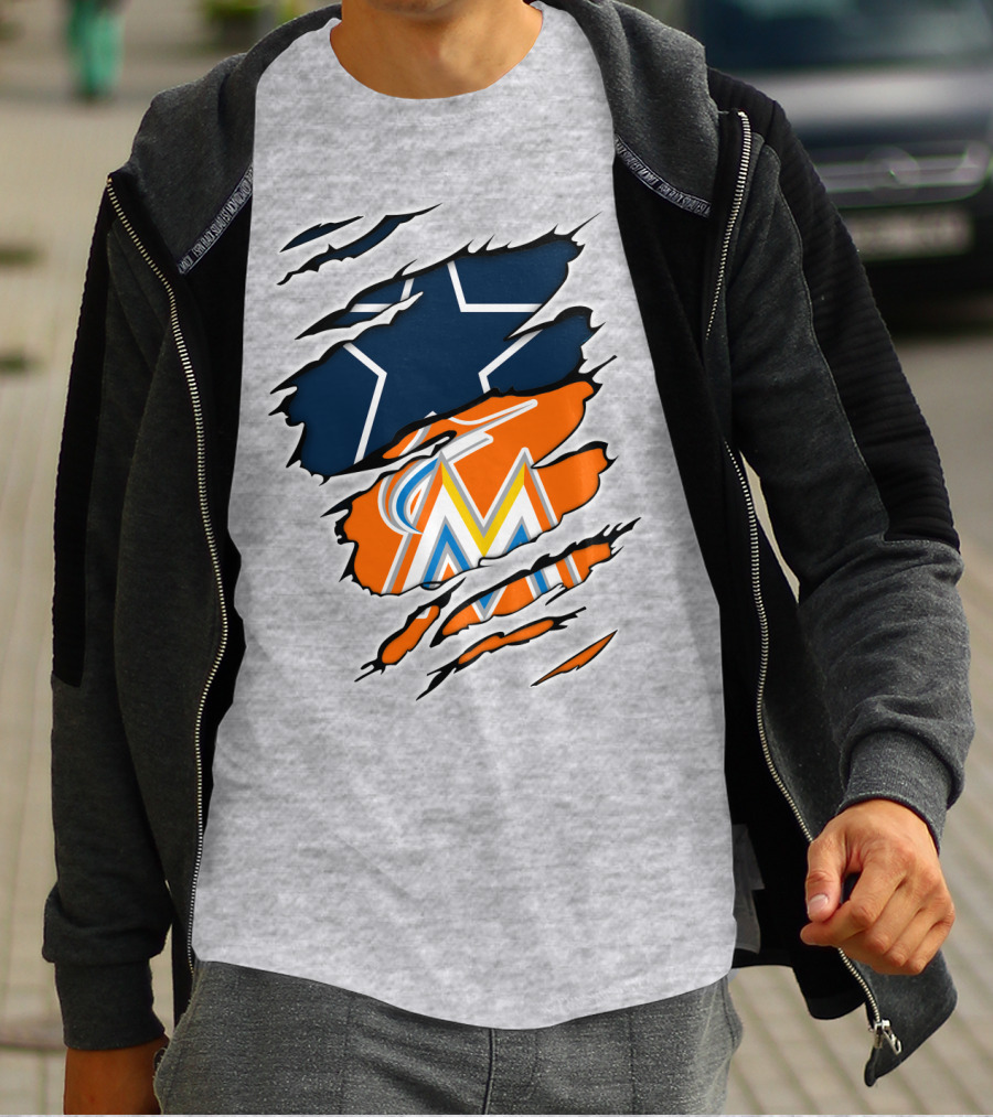 Cowboys Marlins Logo Tear T-Shirt