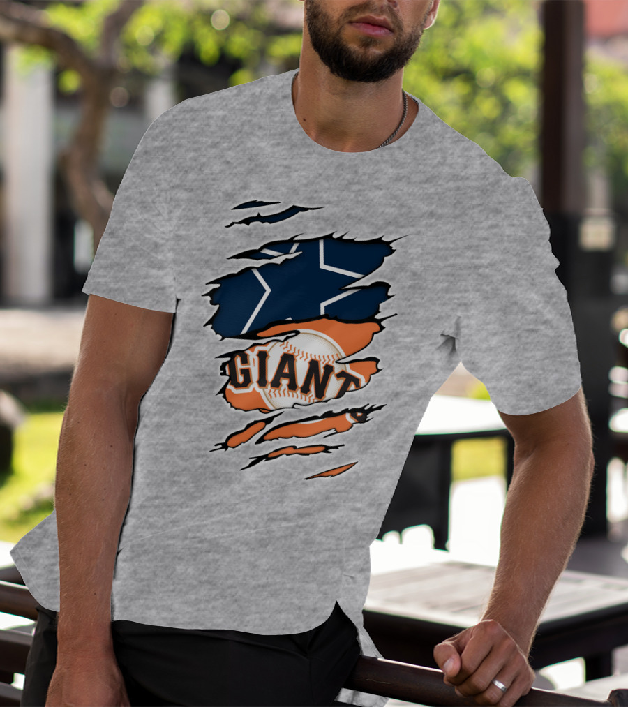 Cowboys Star And Giants Baseball Mashup T-Shirt
