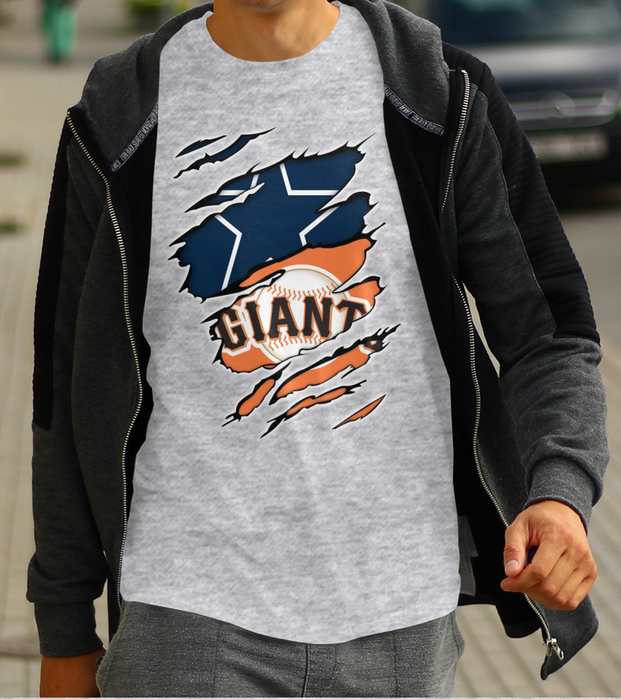 Cowboys Star And Giants Baseball Mashup T-Shirt