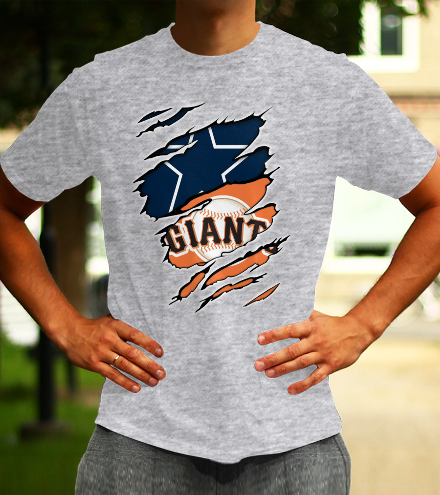 Cowboys Star And Giants Baseball Mashup T-Shirt