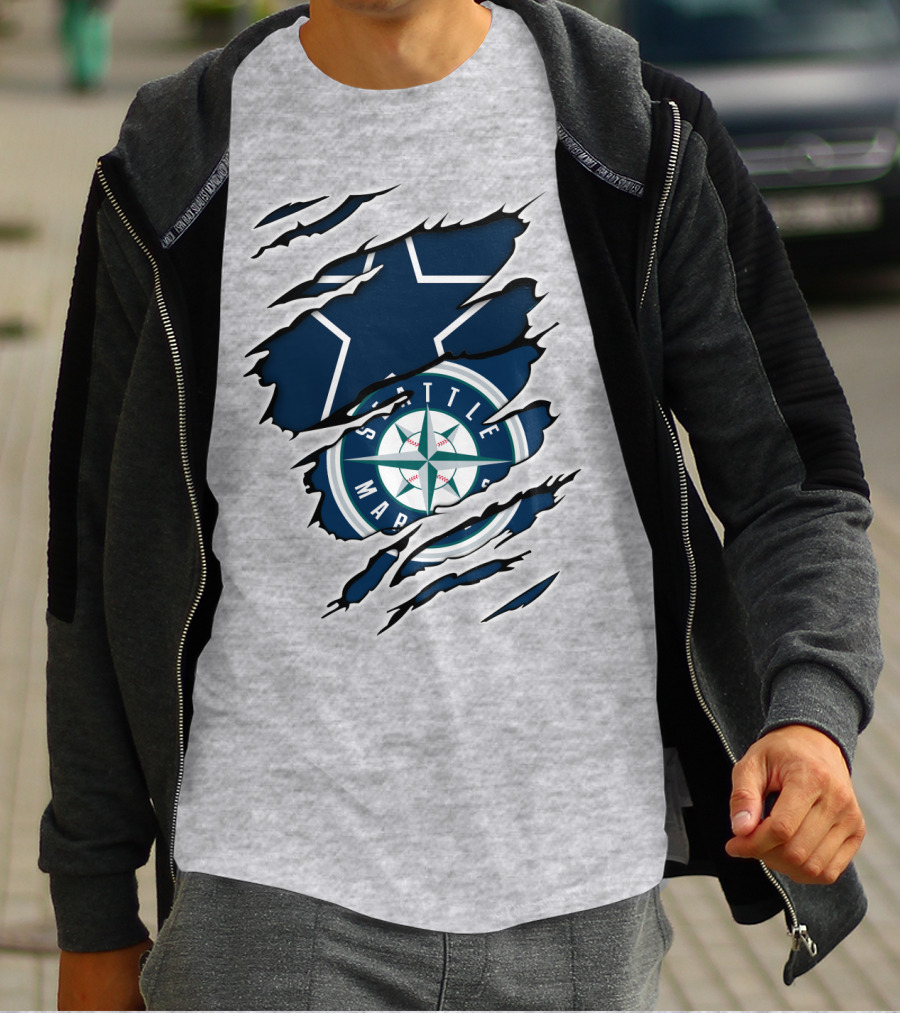 Seattle Mariners Cowboys Star Ripped T-Shirt