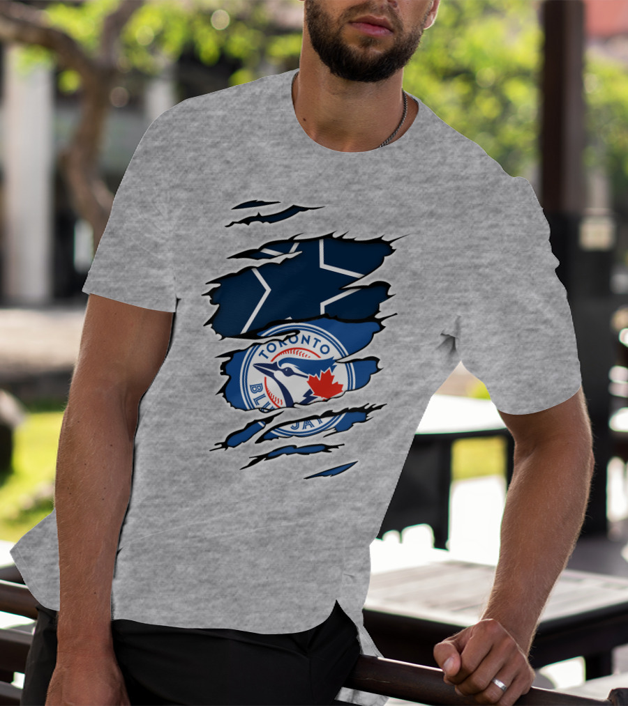Toronto Blue Jays Dallas Cowboys Ripped T-Shirt