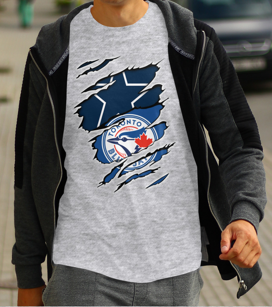 Toronto Blue Jays Dallas Cowboys Ripped T-Shirt