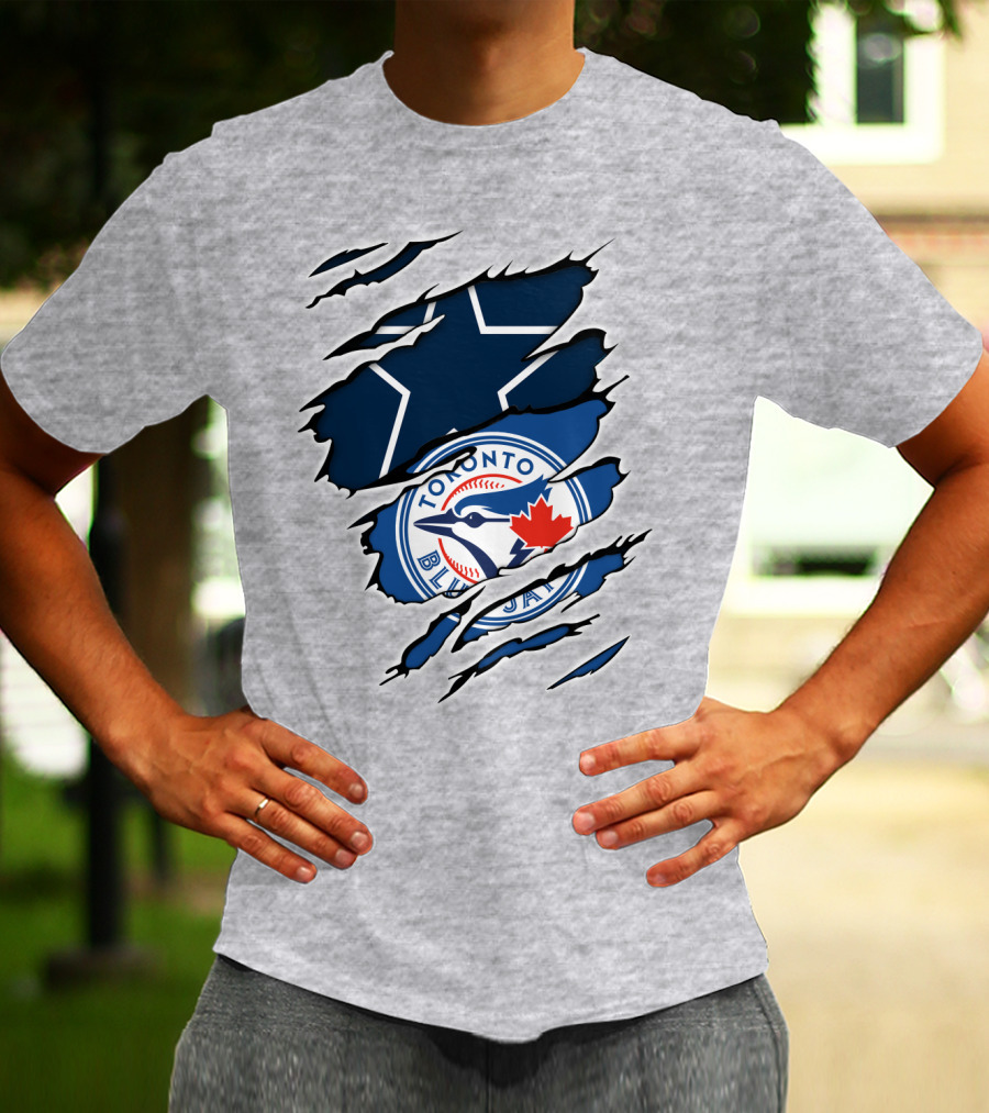 Toronto Blue Jays Dallas Cowboys Ripped T-Shirt