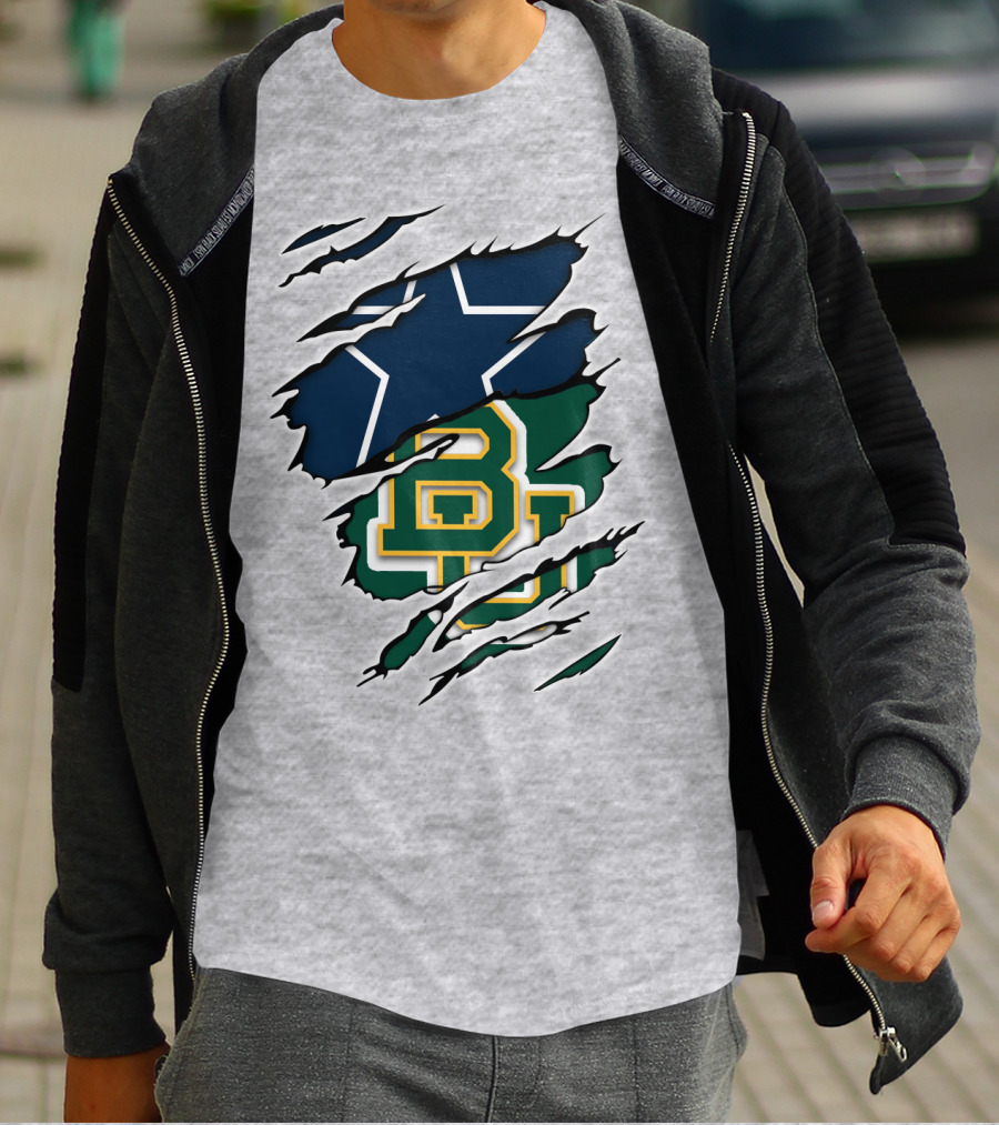 Baylor Cowboys Star Rip Claw Marks T-Shirt