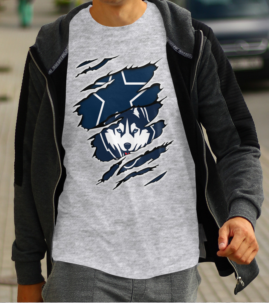 Cowboys Huskies Scratch Star Iconic T-Shirt