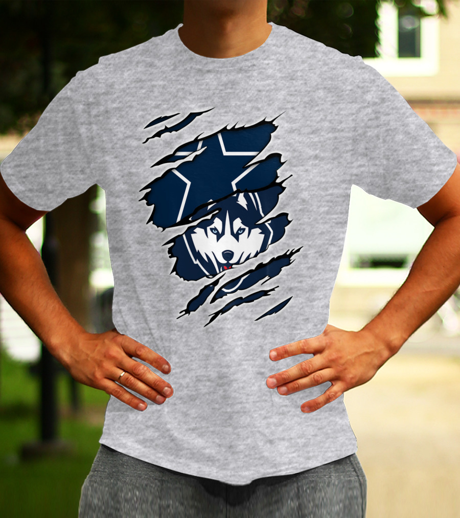 Cowboys Huskies Scratch Star Iconic T-Shirt