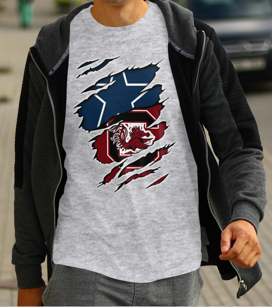 Cowboys Gamecocks Star Logo Mashup T-Shirt