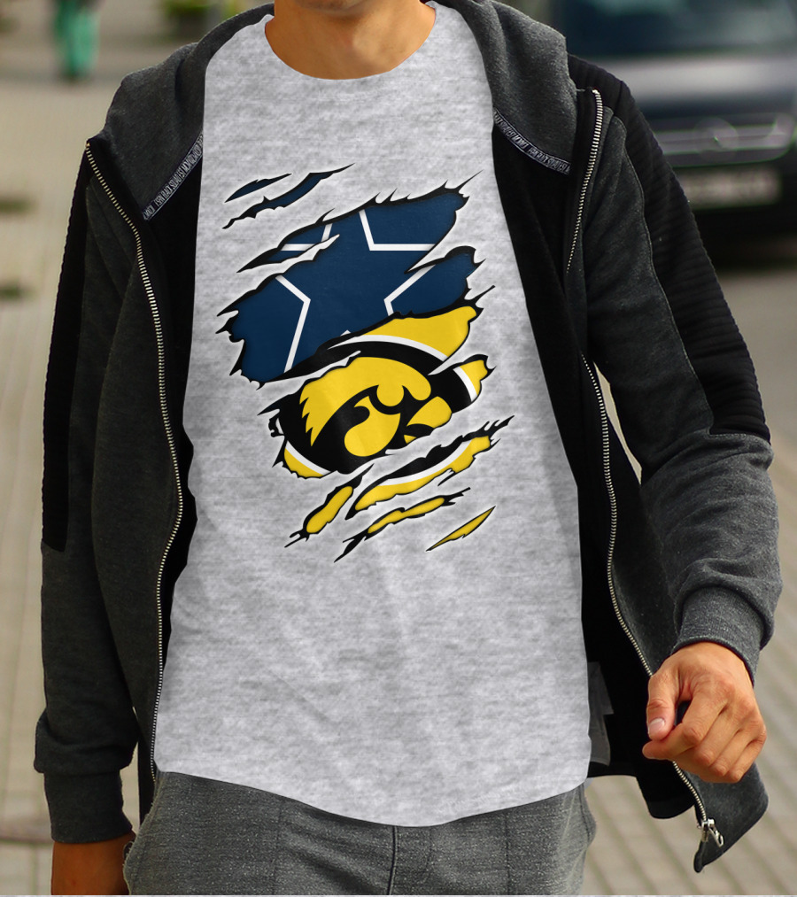 Cowboys Hawkeyes Cowboys Star And Tigerhawk Tear Combo T-Shirt