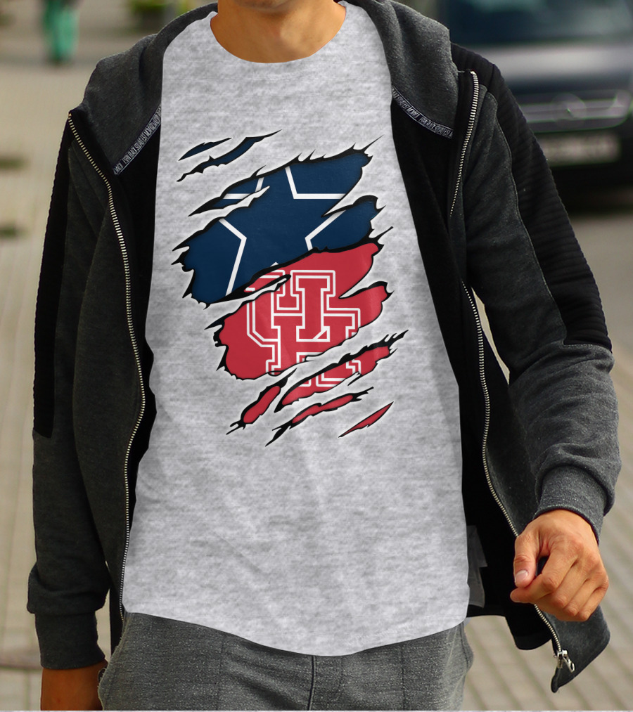 Texas Star Houston Cougars Cowboys Fan Gear T-Shirt
