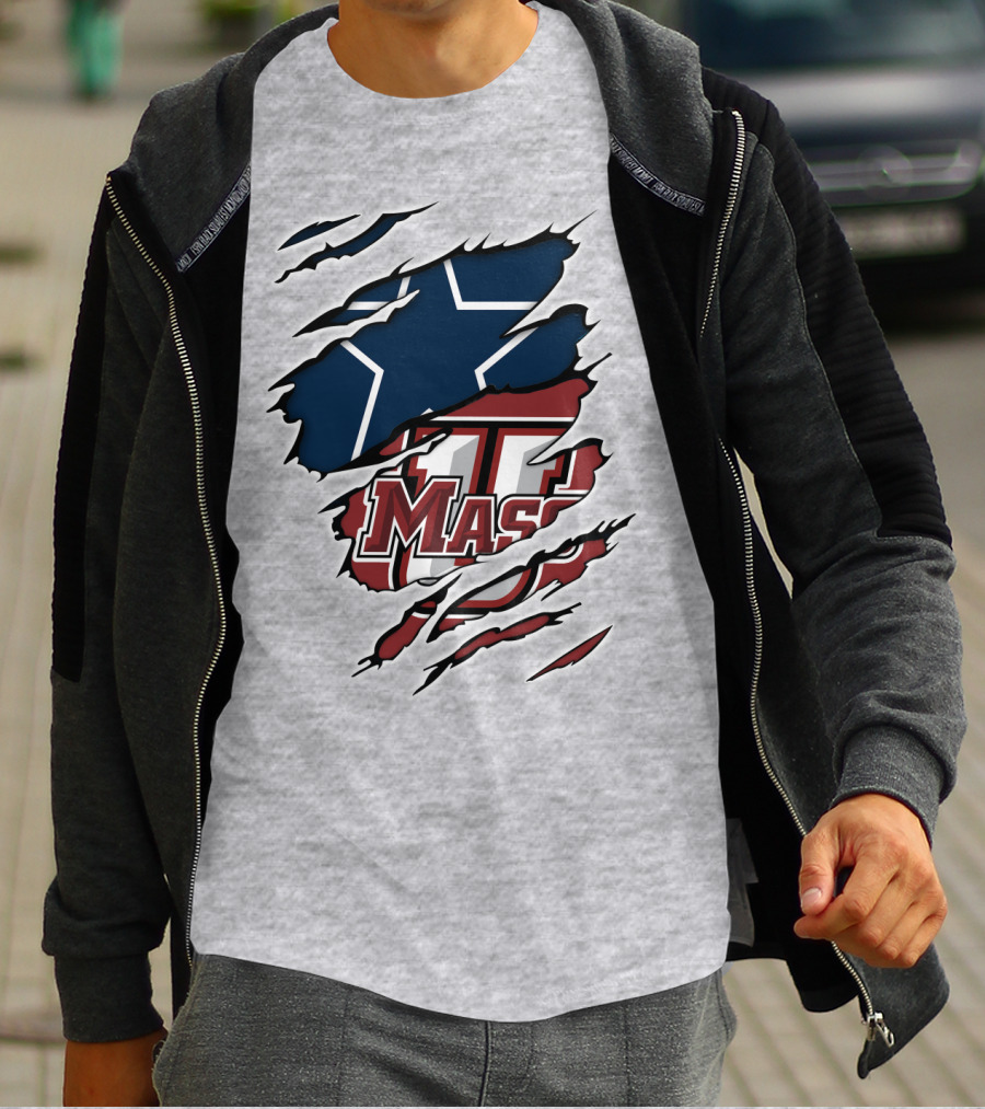 Massachusetts Cowboys Star Logo And UMASS Symbol Combo T-Shirt