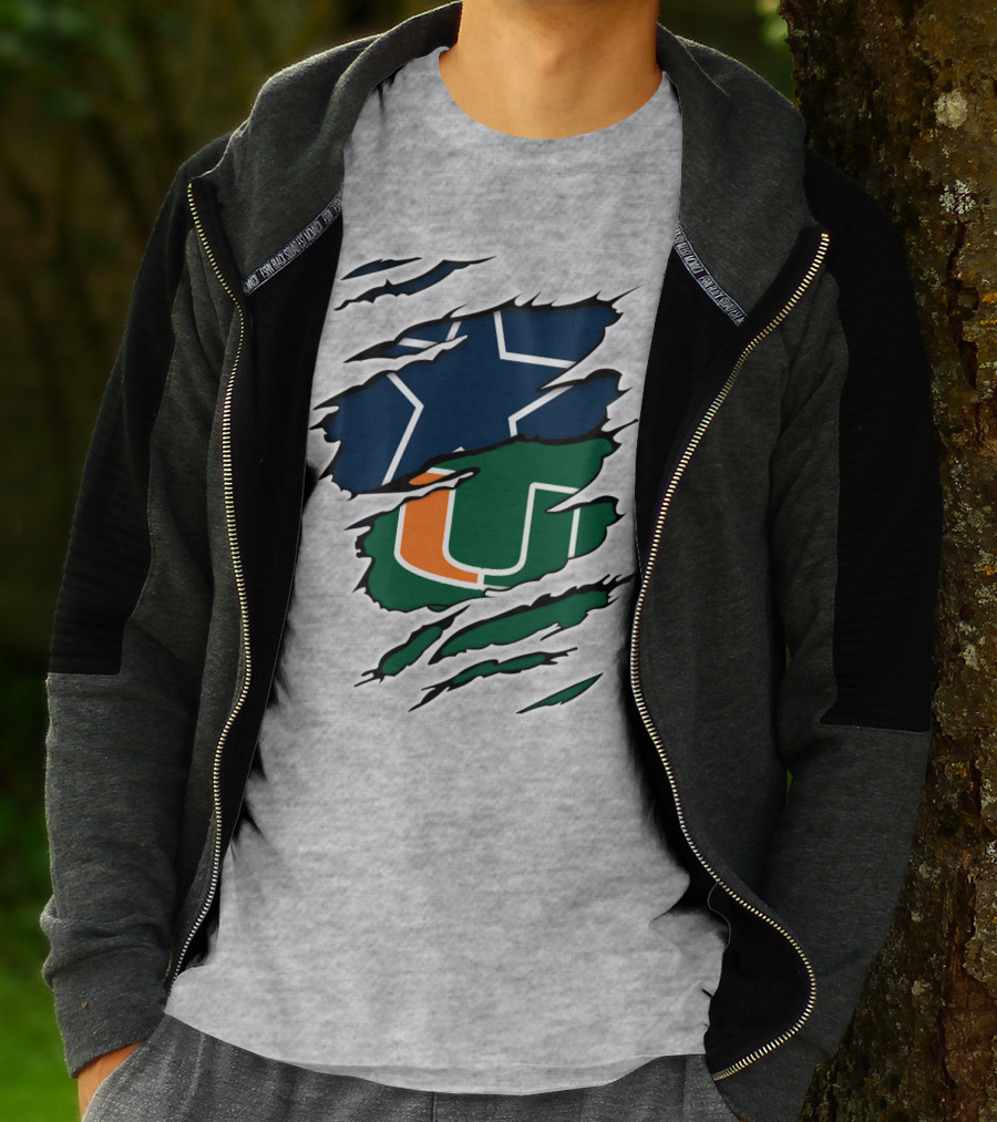 Dallas Cowboys Miami Hurricanes Logo Mashup T-Shirt