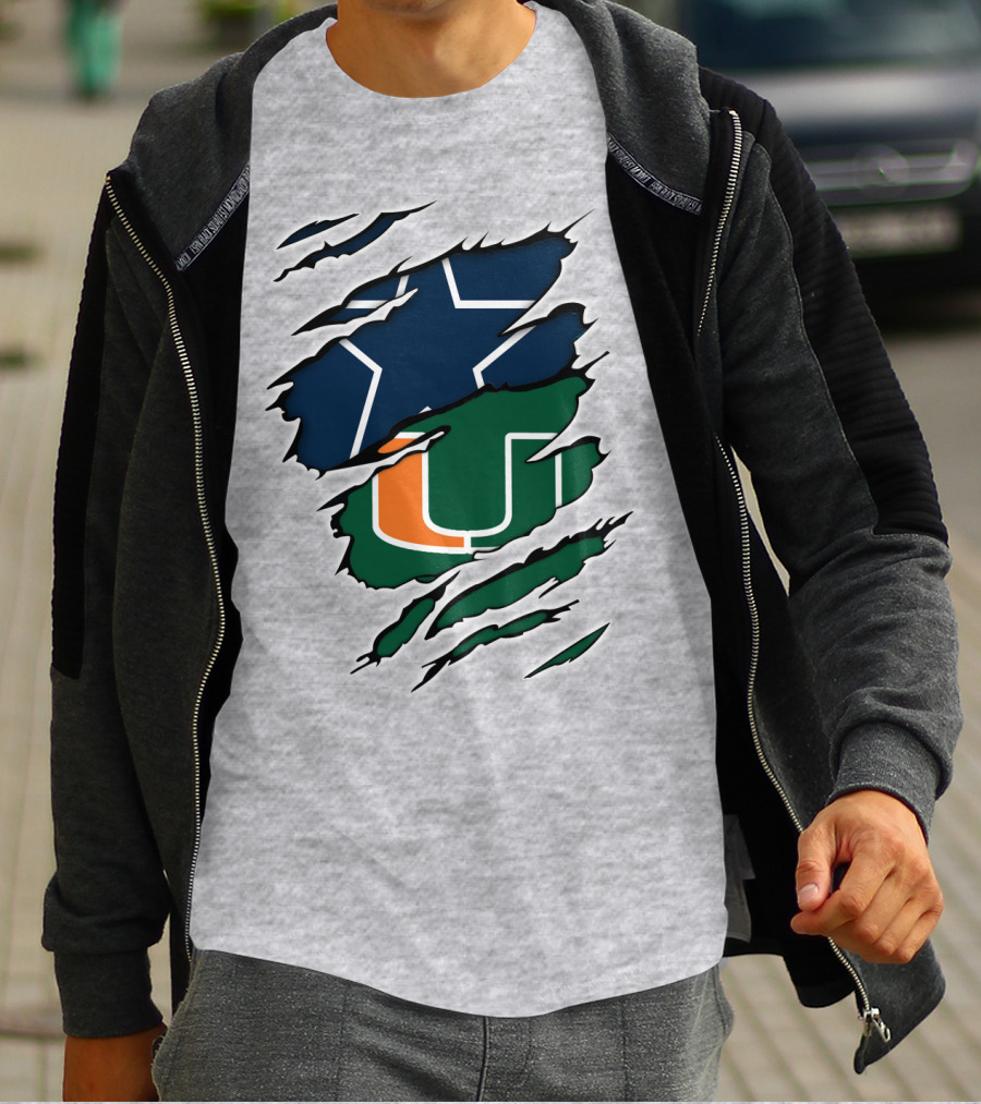 Dallas Cowboys Miami Hurricanes Logo Mashup T-Shirt