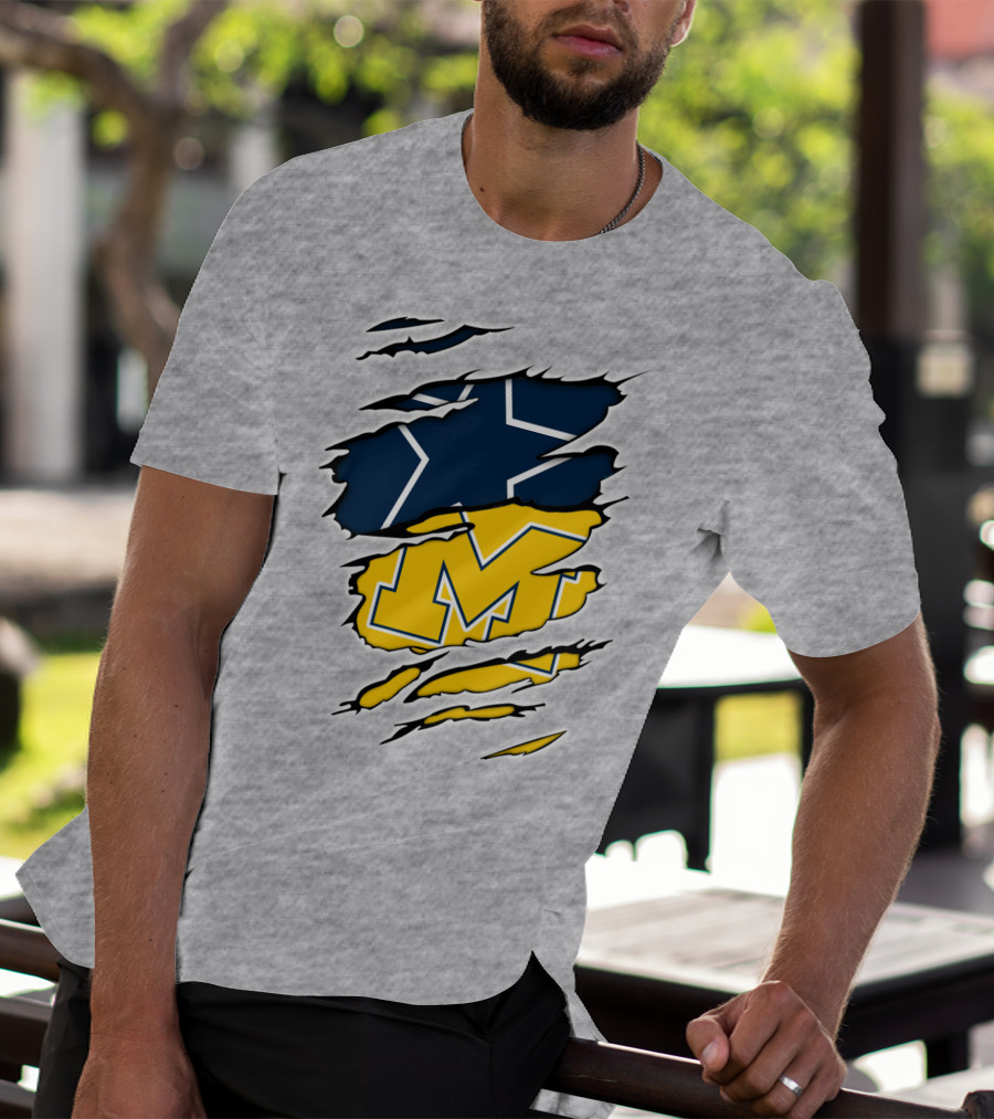 Cowboys Michigan Wolverines Star Logo Fusion T-Shirt