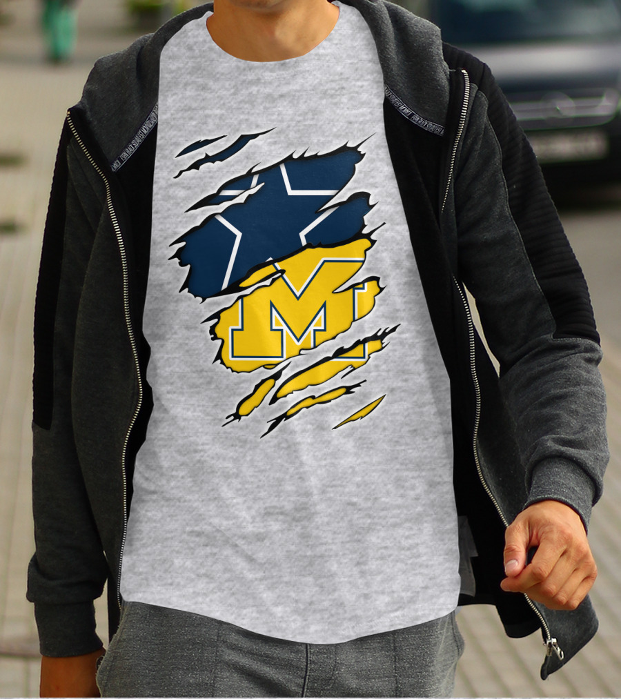 Cowboys Michigan Wolverines Star Logo Fusion T-Shirt