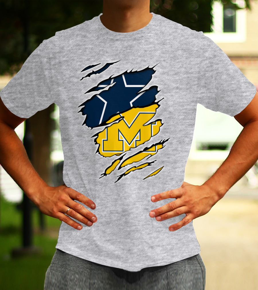 Cowboys Michigan Wolverines Star Logo Fusion T-Shirt