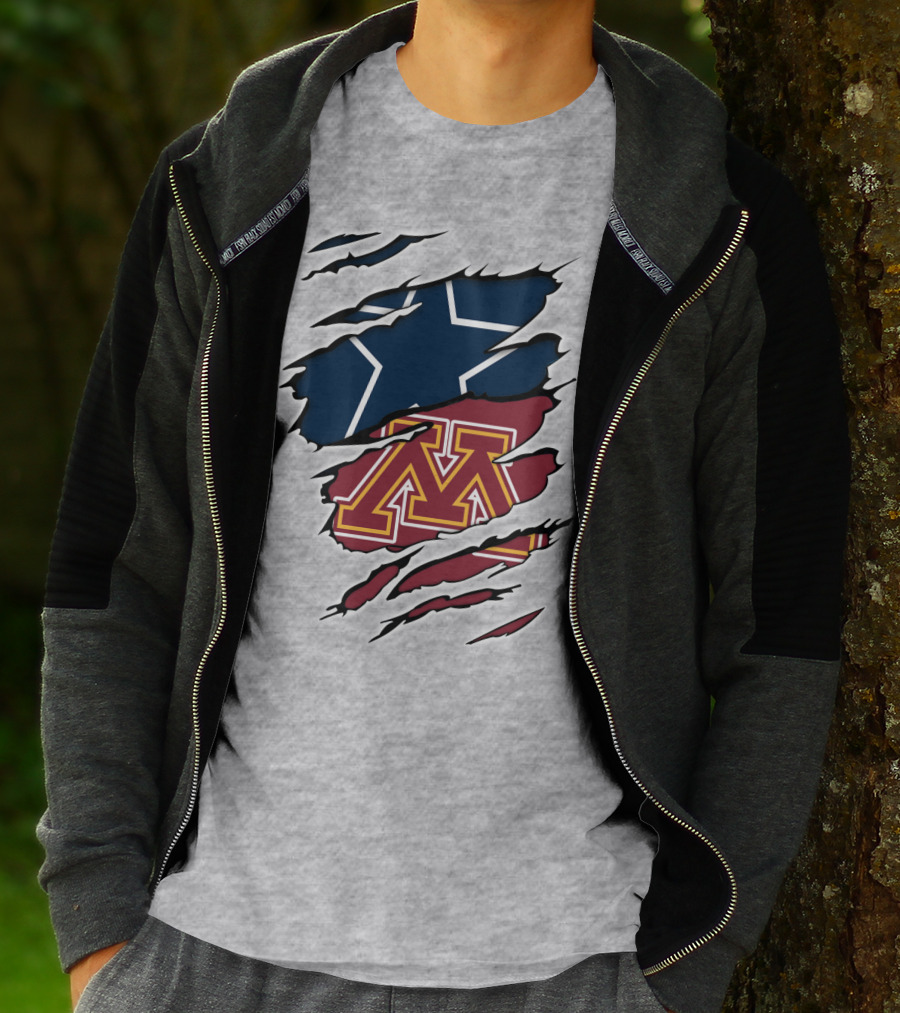 Minnesota Cowboys Star And M Logo Torn T-Shirt