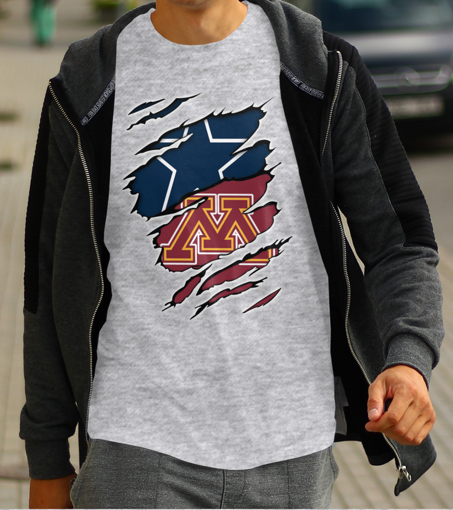 Minnesota Cowboys Star And M Logo Torn T-Shirt