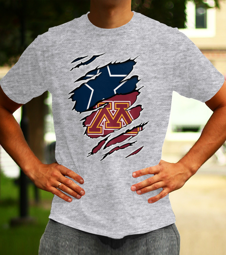 Minnesota Cowboys Star And M Logo Torn T-Shirt