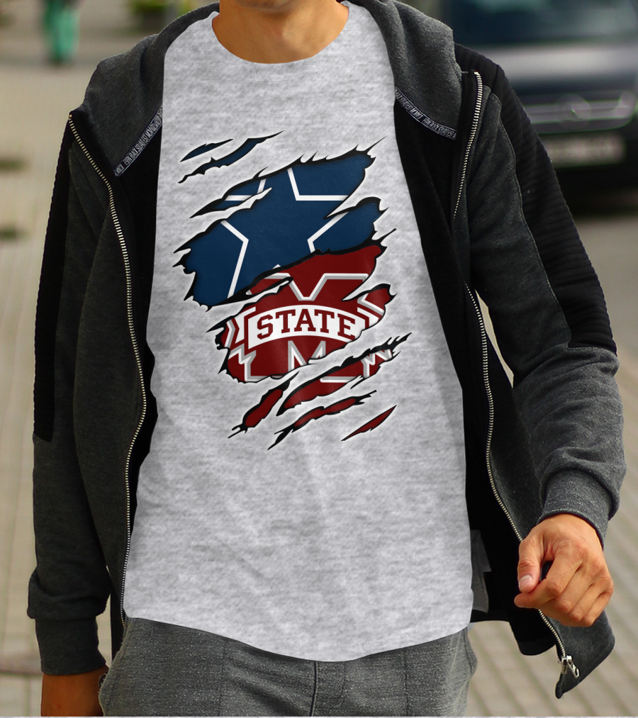 Dallas Stars And Mississippi State Cowboys Combo T-Shirt