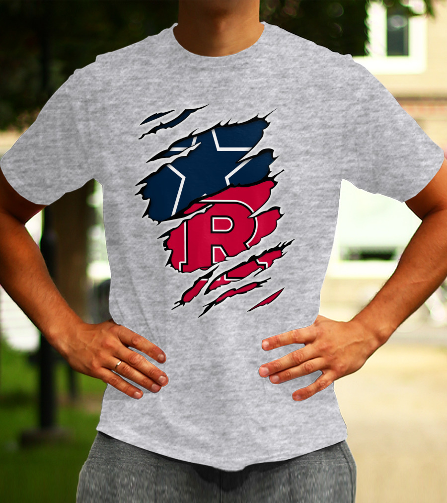 Cowboys Rutgers Ripped Star And R Logo Fusion T-Shirt