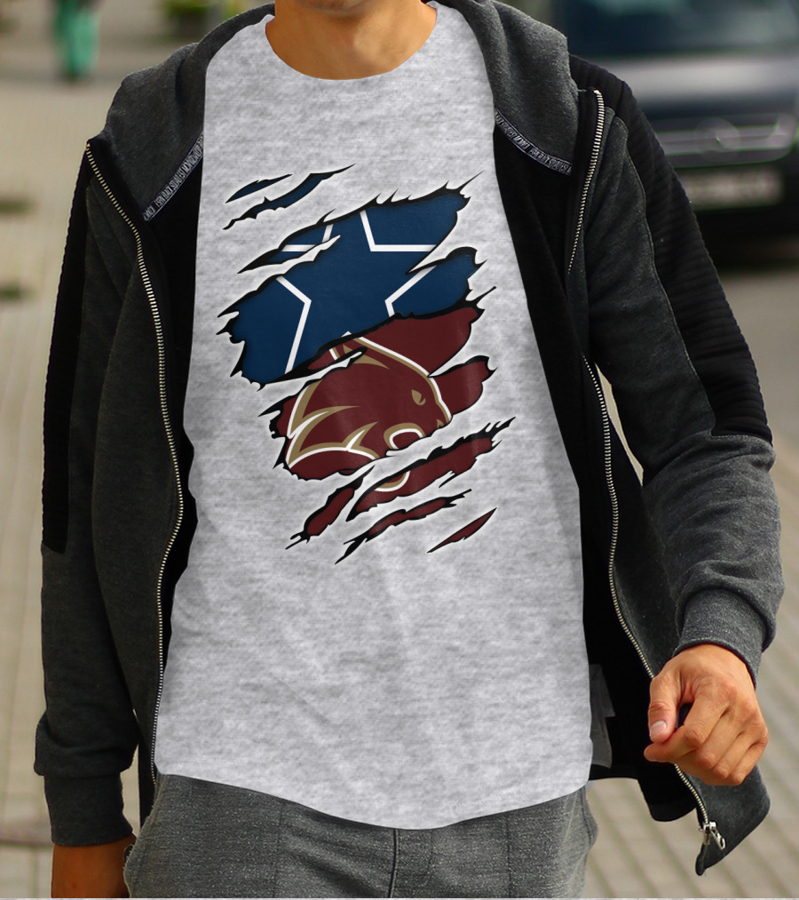 Cowboys Texas States Cowboys Star And Bear Claw Scratch T-Shirt
