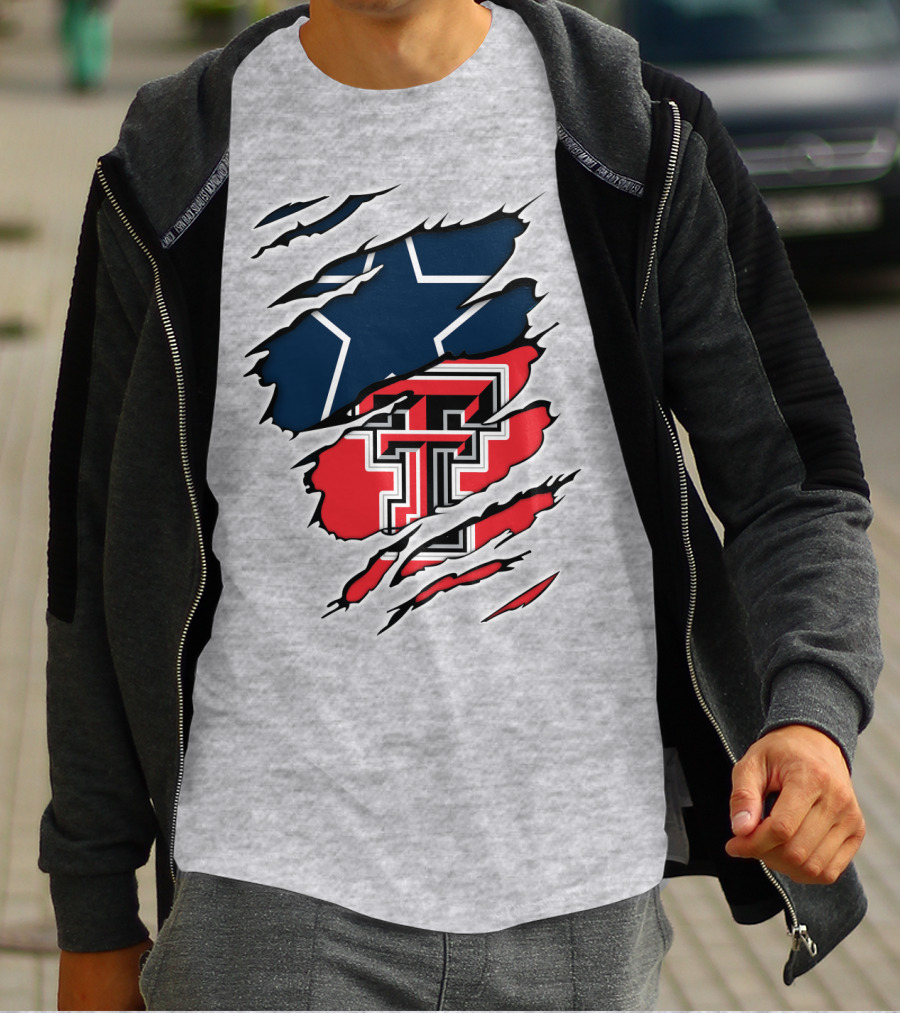 Texas Tech Cowboys Star And Double T Logo Rip T-Shirt