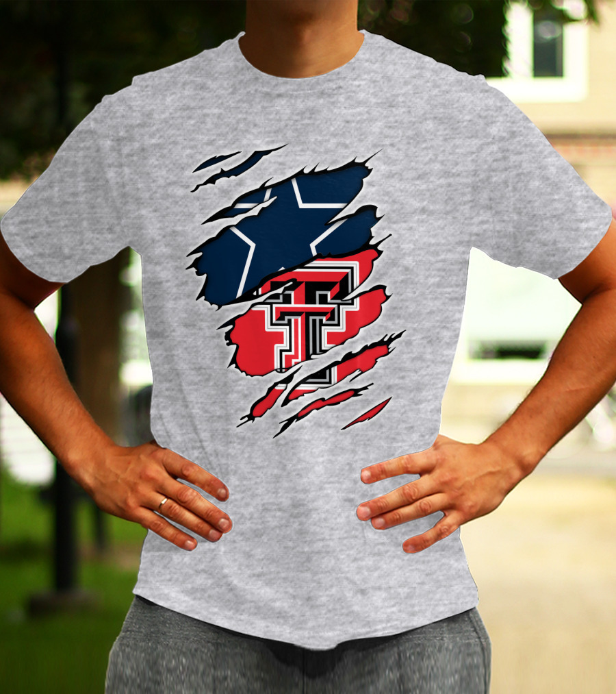 Texas Tech Cowboys Star And Double T Logo Rip T-Shirt